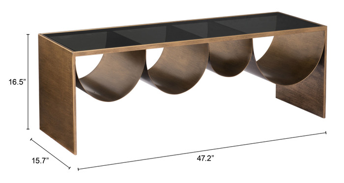 Zuo Modern Reed Coffee Table Brass & Black