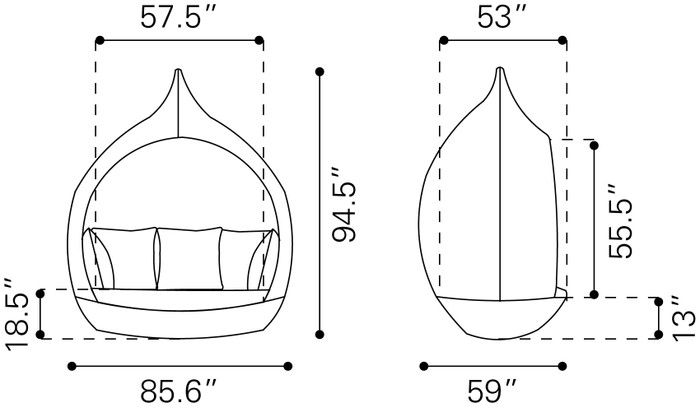 Zuo Modern Martinique Beach Daybed Brown & Beige