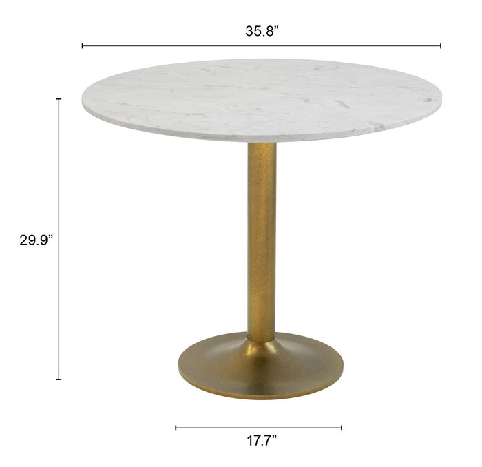 Zuo Modern Fullerton Dining Table White & Gold