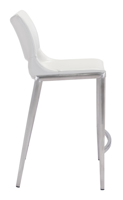 Zuo Modern Ace Counter Stool (Set of 2) White & Silver