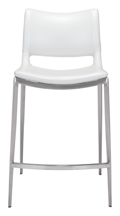 Zuo Modern Ace Counter Stool (Set of 2) White & Silver