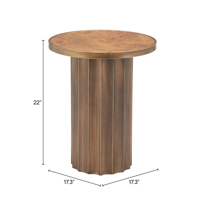 Zuo Modern Afinato Side Table Brown