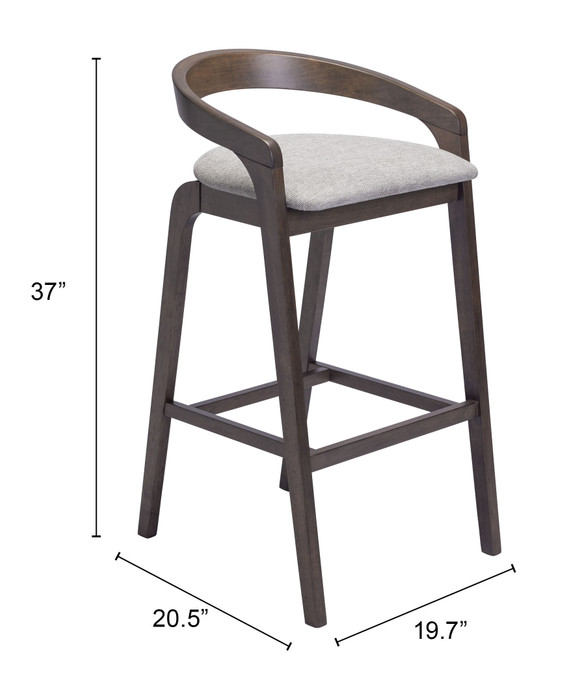 Zuo Modern Troy Barstool (Set of 2) Dove Gray & Espresso