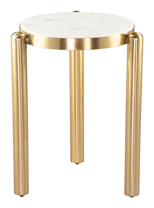 Zuo Modern Noan Side Table White & Gold