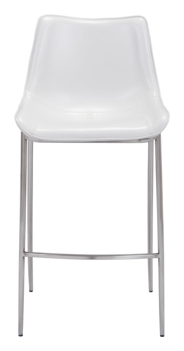 Zuo Modern Magnus Barstool (Set of 2) White & Silver