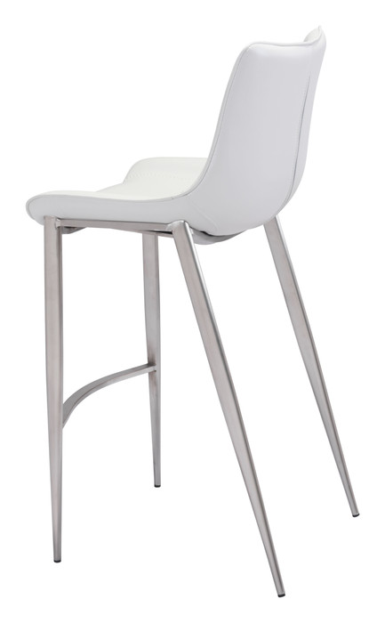 Zuo Modern Magnus Barstool (Set of 2) White & Silver