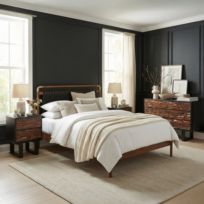 Zuo Modern Netz Queen Bed Black & Walnut