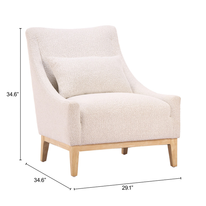 Zuo Modern Velun Accent Chair Ivory