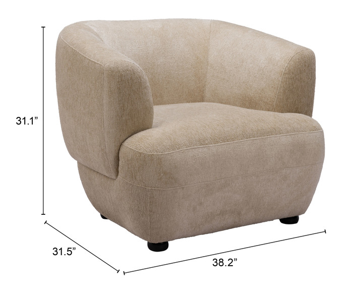 Zuo Modern Bekker Accent Chair Golden Beige