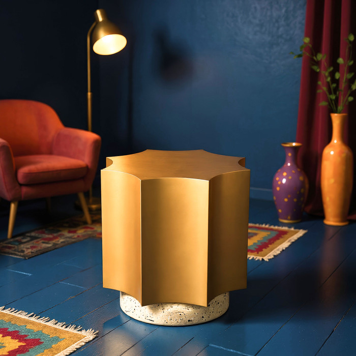 Zuo Modern Osam Side Table Gold & Beige