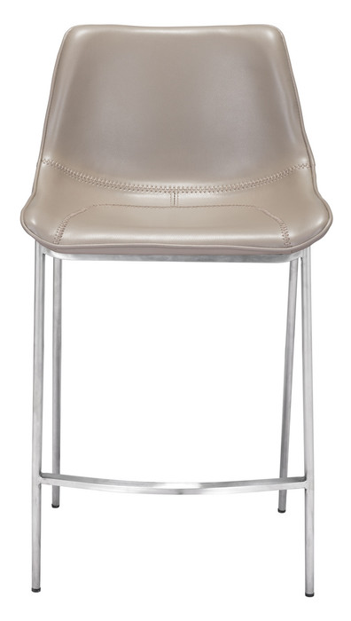 Zuo Modern Magnus Counter Stool (Set of 2) Brown & Silver