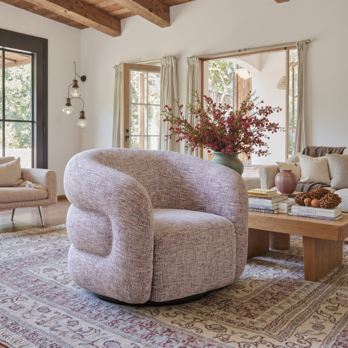 Zuo Modern Refine Swivel Chair Pink Tweed