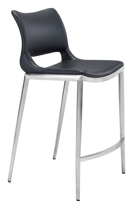 Zuo Modern Ace Counter Stool (Set of 2) Black & Silver