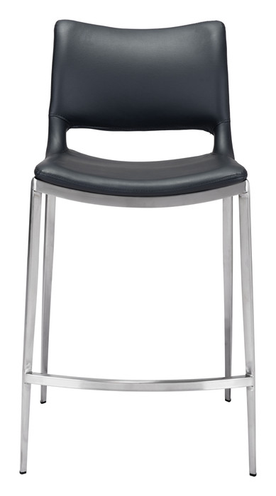 Zuo Modern Ace Counter Stool (Set of 2) Black & Silver