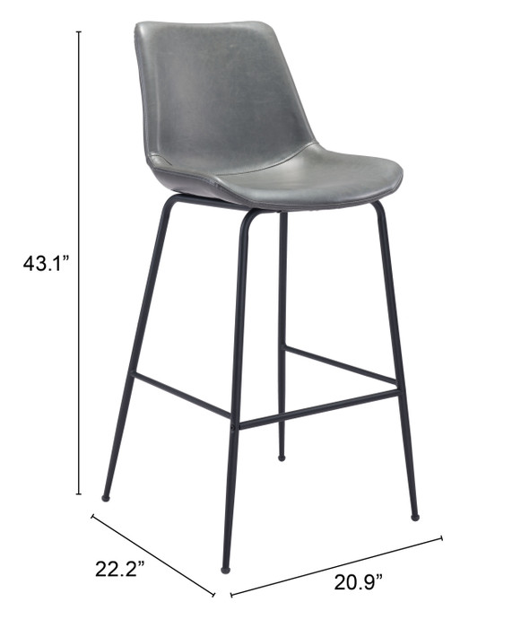Zuo Modern Byron Barstool Gray