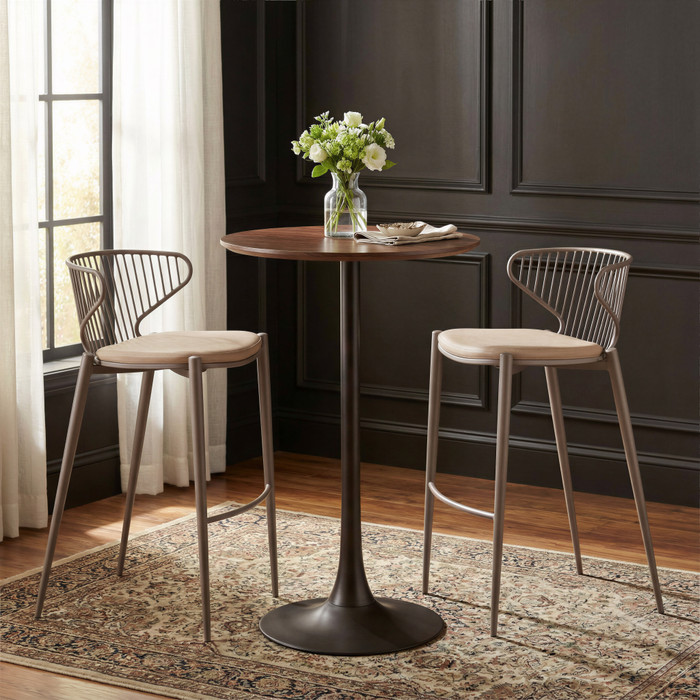 Zuo Modern Silues Barstool (Set of 2) Taupe & Brown