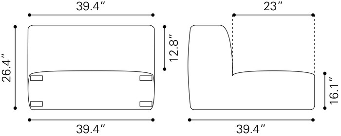 Zuo Modern Luanda Middle Chair Gray
