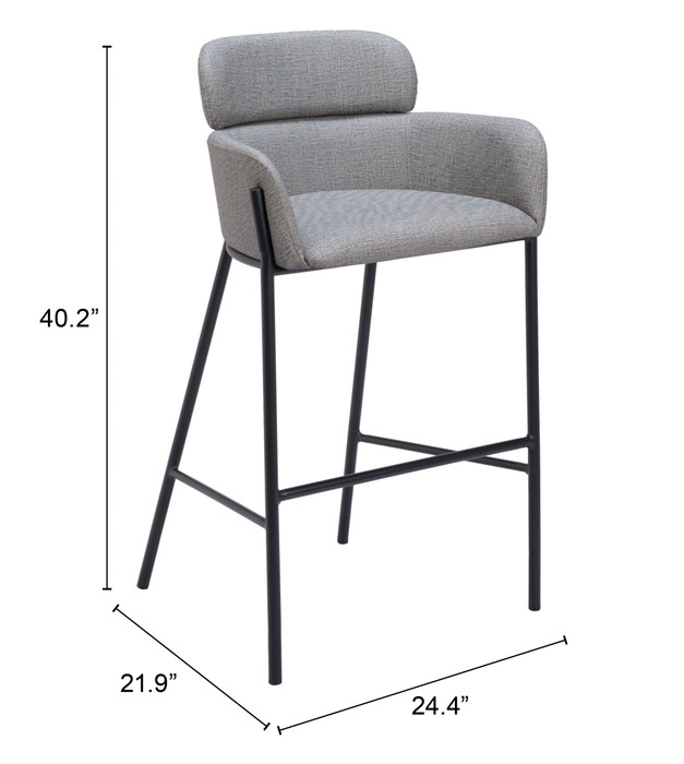 Zuo Modern Bremor Barstool Slate Gray