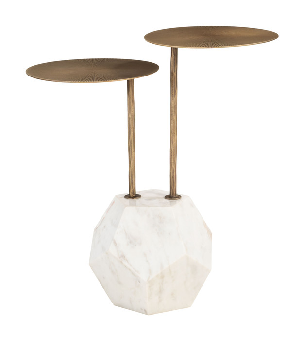 Zuo Modern Anten Side Table Brass & White