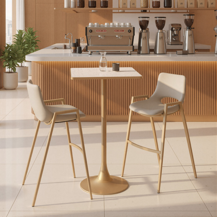 Zuo Modern Spot Bar Table Beige & Gold