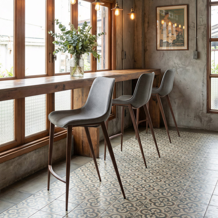 Zuo Modern Magnus Counter Stool (Set of 2) Slate Gray & Walnut