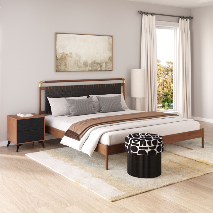 Zuo Modern Netz King Bed Black & Walnut
