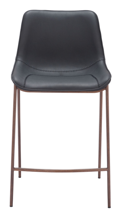 Zuo Modern Magnus Counter Stool (Set of 2) Black & Walnut