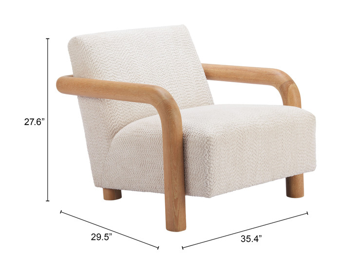 Zuo Modern Subliem Accent Chair Cotton White