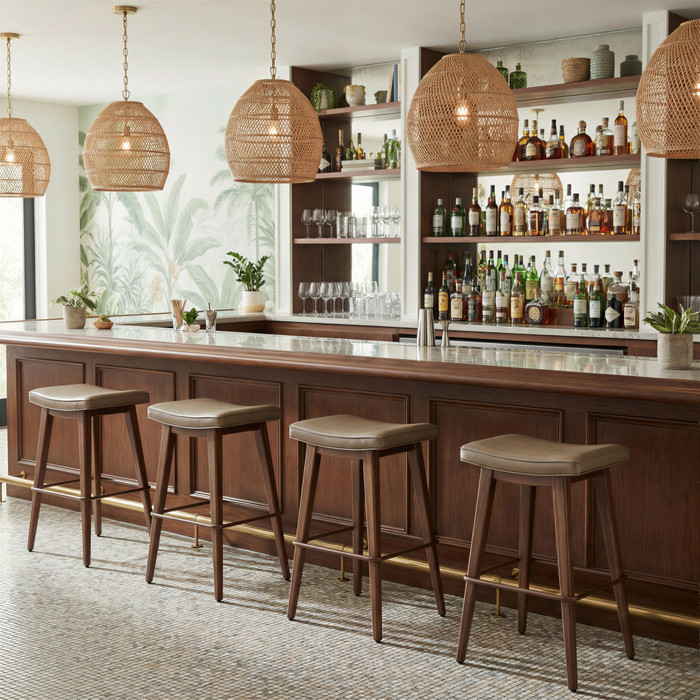 Zuo Modern Divat Barstool (Set of 2) Taupe & Walnut