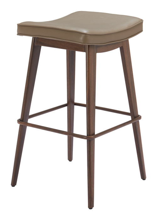 Zuo Modern Divat Barstool (Set of 2) Taupe & Walnut