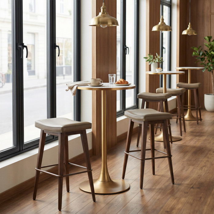 Zuo Modern Divat Barstool (Set of 2) Taupe & Walnut