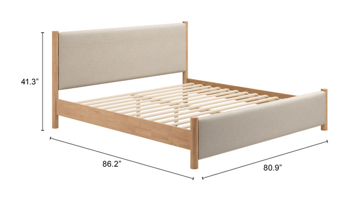 Zuo Modern Hadi King Bed Beige & Natural