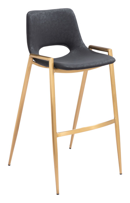 Zuo Modern Desi Barstool (Set of 2) Black & Gold
