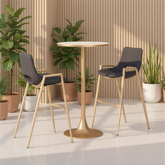 Zuo Modern Desi Barstool (Set of 2) Black & Gold