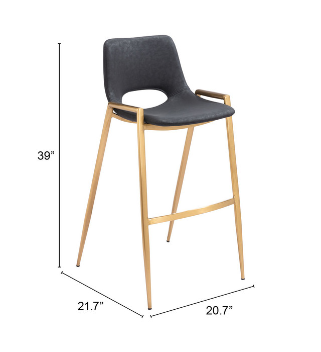 Zuo Modern Desi Barstool (Set of 2) Black & Gold