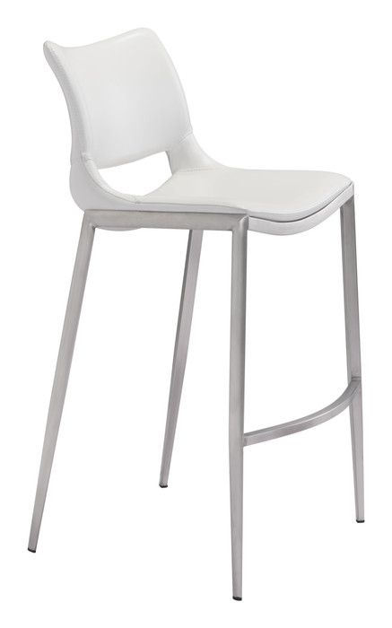 Zuo Modern Ace Barstool (Set of 2) White & Silver