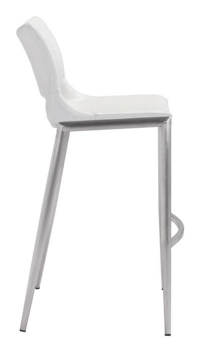 Zuo Modern Ace Barstool (Set of 2) White & Silver