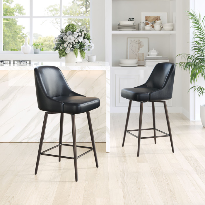 Zuo Modern Keppel Swivel Counter Stool Black & Bronze