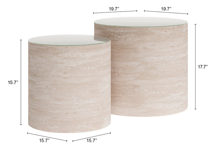 Zuo Modern Carzo Coffee Table Set (2-Piece) Stone Beige