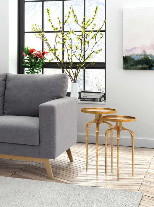Zuo Modern Como Accent Table Set (2-Piece) Antique Gold