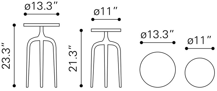 Zuo Modern Como Accent Table Set (2-Piece) Antique Gold