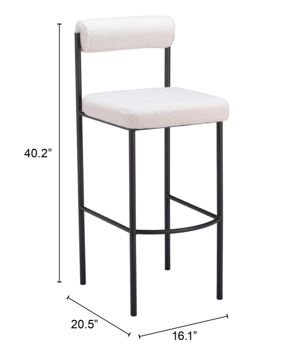 Zuo Modern Livorno Barstool (Set of 2) Ivory