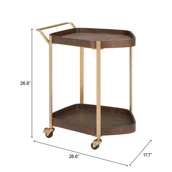 Zuo Modern Stela Bar Cart Walnut