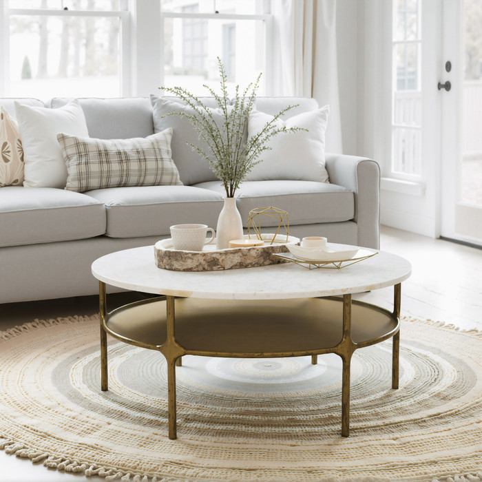 Zuo Modern Bild Coffee Table White & Brass