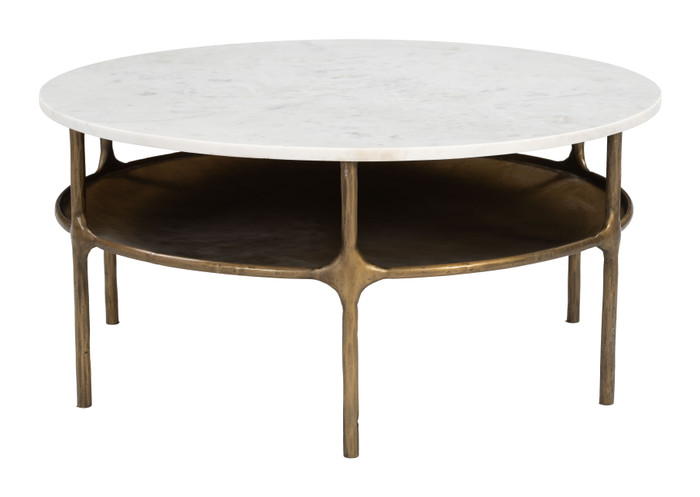 Zuo Modern Bild Coffee Table White & Brass