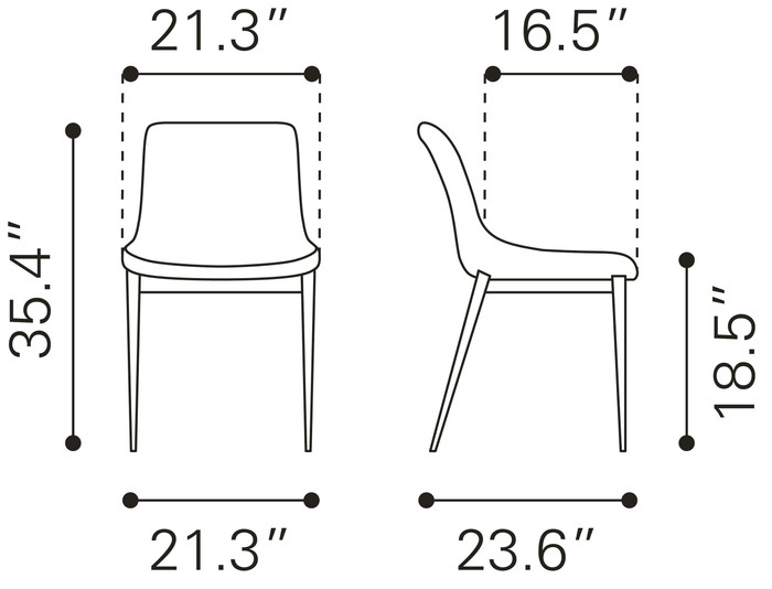 Zuo Modern Magnus Dining Chair (Set of 2) Brown & Walnut