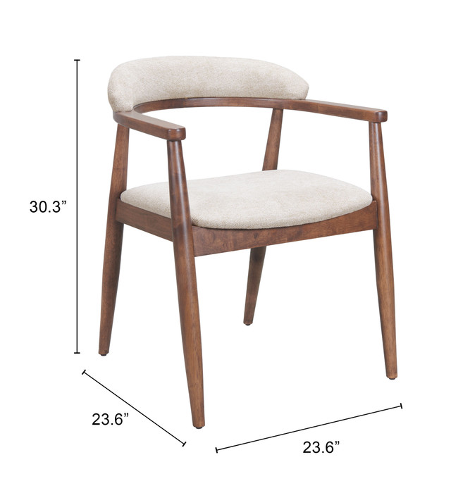 Zuo Modern Goka Dining Chair Beige & Walnut