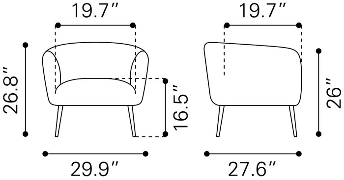 Zuo Modern Deco Accent Chair Gray