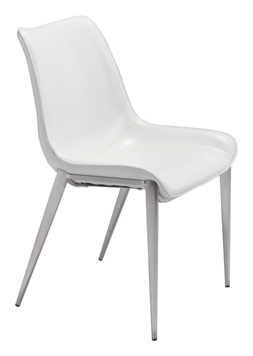 Zuo Modern Magnus Dining Chair (Set of 2) White & Silver
