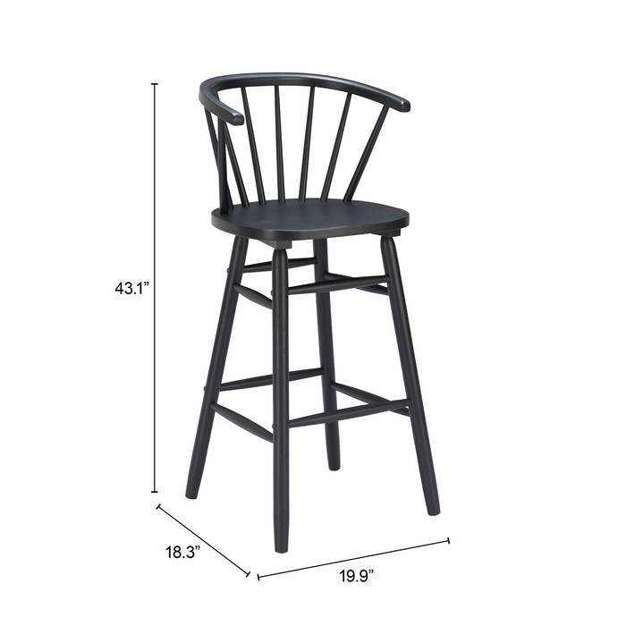Zuo Modern Stenger Barstool (Set of 2) Black